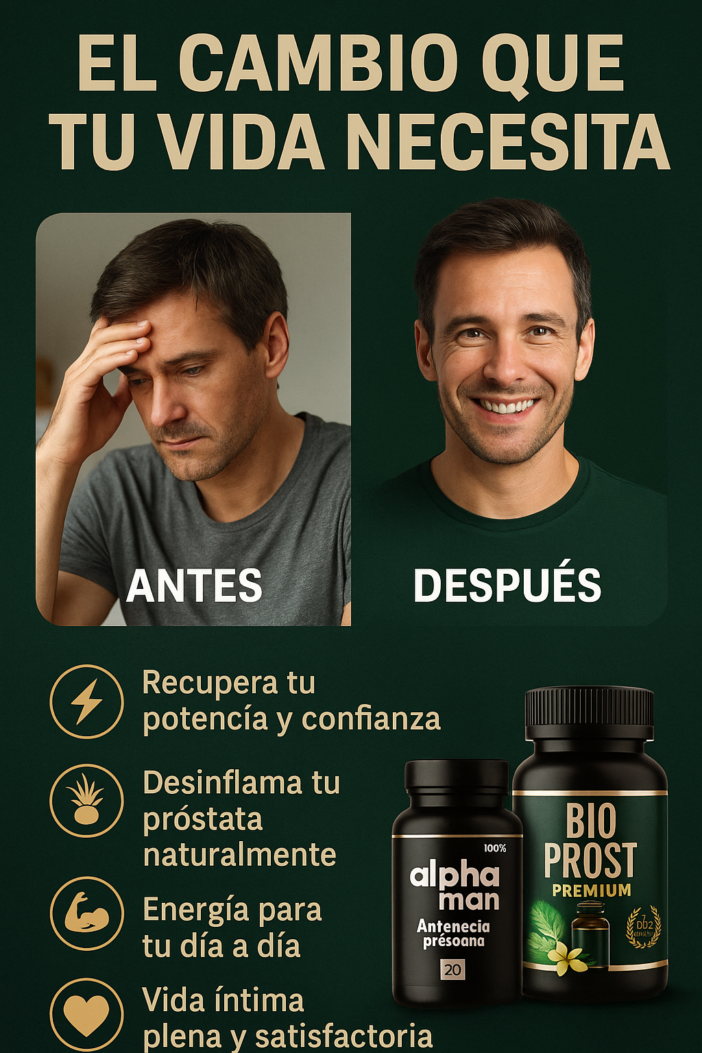 Transforma tu Salud Masculina con el Combo Alphaman & Bio Prost 🔥