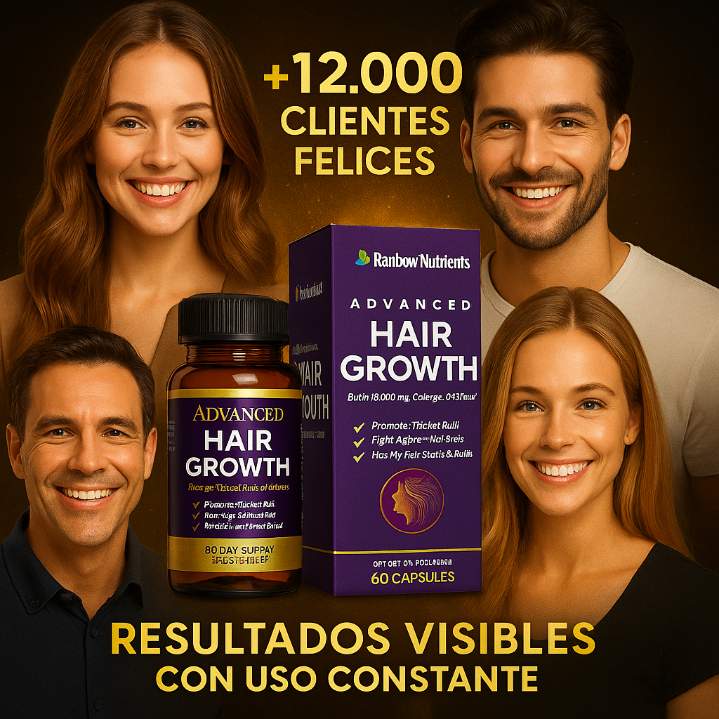 Hair Growth –  Tecnología capilar USA que fortalece, engrosa y acelera el crecimiento natural del cabello (120 cápsulas)